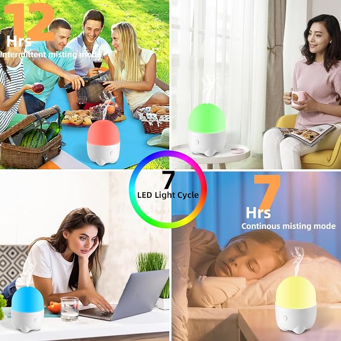 Cordless Rechargeable Diffuser for Essential Oil, Battery Operated & Wireless USB Aroma Diffuser Humidfer, Mini Portable Scent Diffuser for Aromatherapy (150ml)