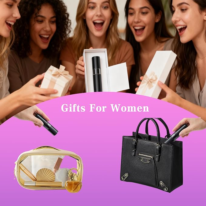8ML Perfume Travel Refillable Portable Perfume Atomizer Bottle - Easter Basket Stuffers for Teens Adults Men Women,Valentines Day Gifts for Him Her,Travel Essentials,Christmas Gift(Balck,2Pack)