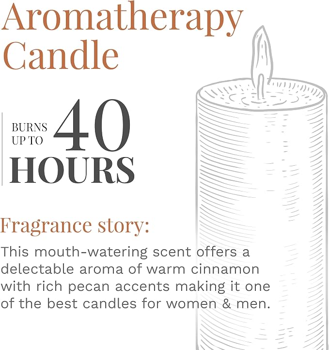 Candle-lite Scented Candles, Cinnamon Pecan Swirl Fragrance, One 10oz. 3-Wick Aromatherapy Candle with 20-40 Hours of Burn Time, Brown Color