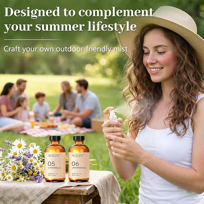 Citronella Essential Oil – 4 Fl Oz Citronella Oil for Homemade Sprays – Summer Essential Oil for Diffuser for Home, DIY Candle and Soap Making Home Fragrance with Dropper