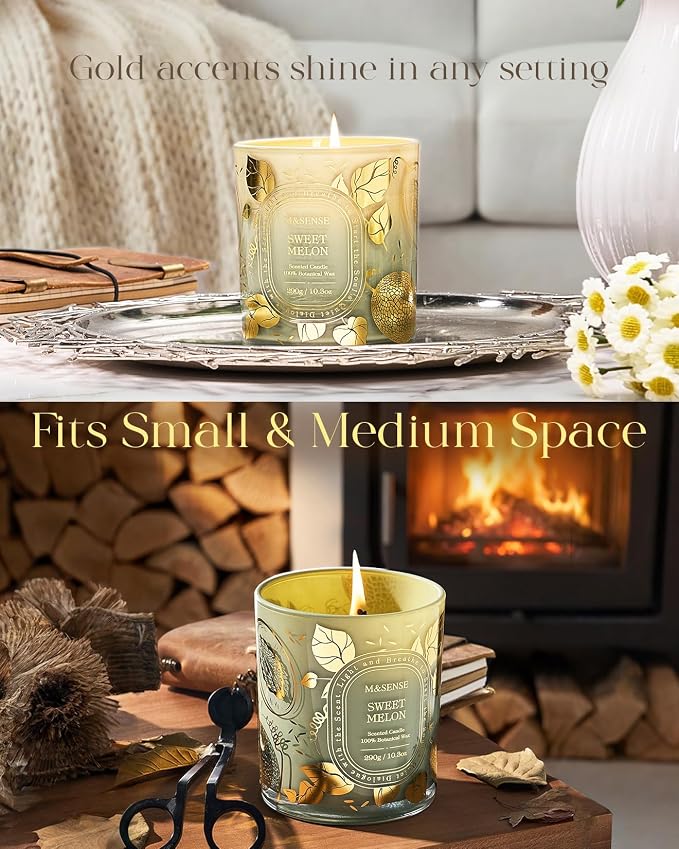 M&SENSE Fresh Melon Soy Candle, Summer Relaxation 55H Gift | Clean Soy Wax Cotton Wick, Long Lasting Slow Burn, Non-Toxic Pet Safe Formula, Reusable Matte Jar Decor