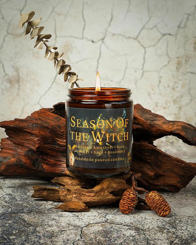Season of The Witch Candle, Samhain Mabon Pagan Sabbat, Honoring The Craft Spirit Thinning Veil Crystal Intention Ritual Spell Witchy Gift. (Season of The Witch)