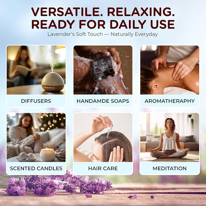 Lavender Essential Oil – 100% Pure and Natural Premium Grade Lavender Essential Oil for Skin, Home Diffusers, Aromatherapy, Massage and Humidifiers, 4 Fl. Oz