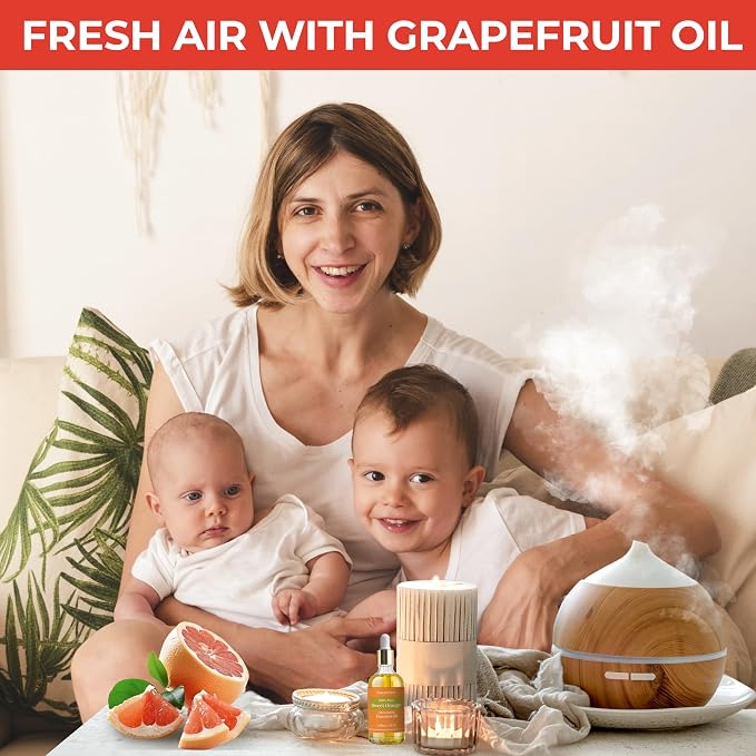 4 oz Grapefruit Essential Oil Organic - 100% Natural - Infused with Olive & Sunflower Oils - Therapeutic Grade Grapefruit Oil for Skin, Hair Care, Aromatherapy & Diffuser