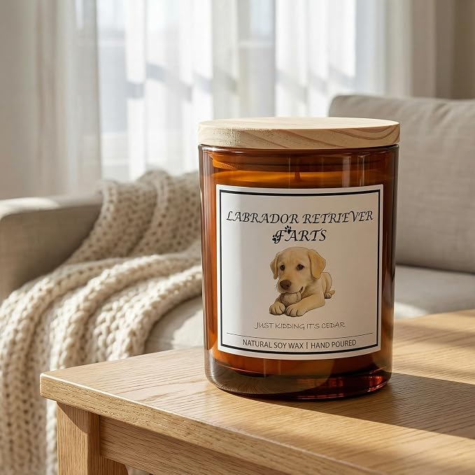 Labrador Retriever Gifts for Women | Birthday Gifts for Mom | Light When Dog Farts Candle | Cedar By Natural Soy Wax |Pet Safe Friendly Memorial Candles for Home Scented Household Essentials