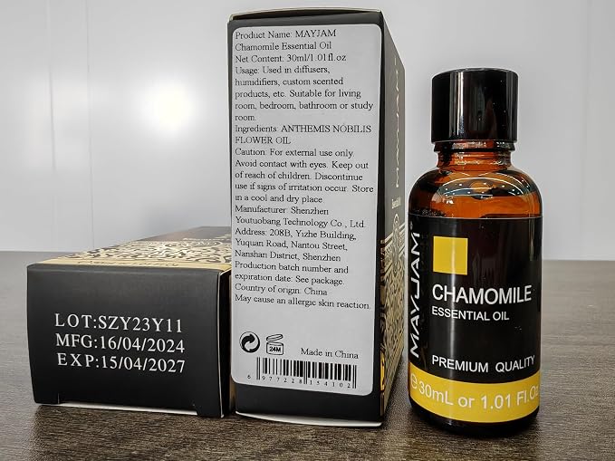 Chamomile Essential Oil, MAYJAM Premium Pure Essential Oils for Diffusers for Home and Office, 1.01FL.OZ/30ML Chamomile Oil for Massage, Diffuser, Candle Soap Making