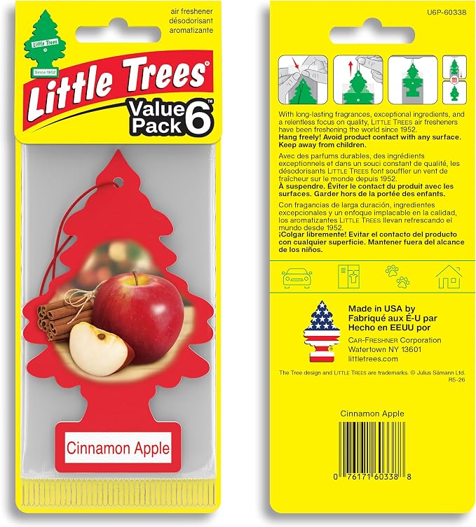 LITTLE TREES Car Air Freshener | Hanging Tree Provides Long Lasting Scent for Auto and Home | 24 Air Fresheners |Cinnamon Apple