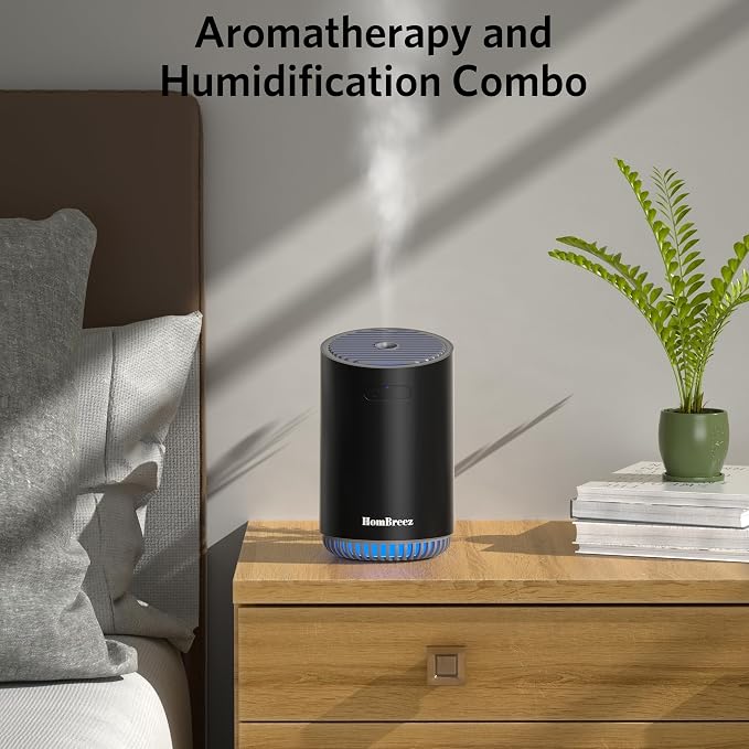 Portable Aromatherapy Diffuser 280ml, Rechargeable Essential Oil Diffuser with LED Light, Cool Mist Humidifier with 2 Mist Modes, Auto Shut-Off, Cordless Use for Home, Office, Bedroom - Black