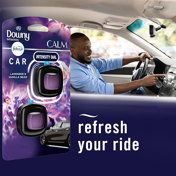 Febreze Car Vent Clip, Downy Calm Scent, 2 Count, 0.13 oz Total