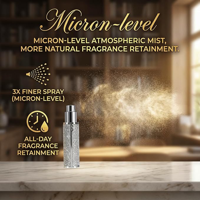 Luxury Travel Perfume Bottle Refillable 5ML, Leak-Proof Perfume Atomizer with Bottom Fill, Portable Mini Travel Size Cologne Sprayer for Men & Women, TSA Approved Empty Spray Bottles for Fragrance