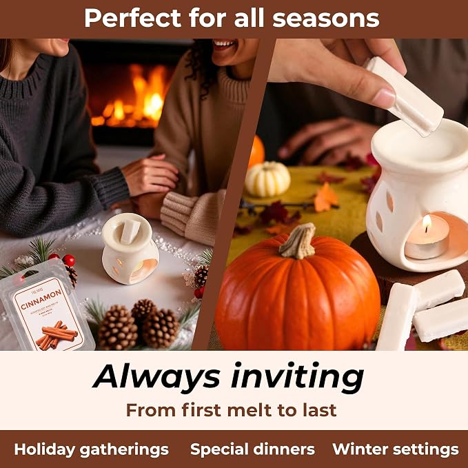 TRUMIRI Cinnamon Scented Wax Melts - Made with Non Toxic Soy Wax and Essential Oils - Long Lasting Strong Scent Pet Safe Candle Wax Cubes Tarts for Warmers - Fall Christmas