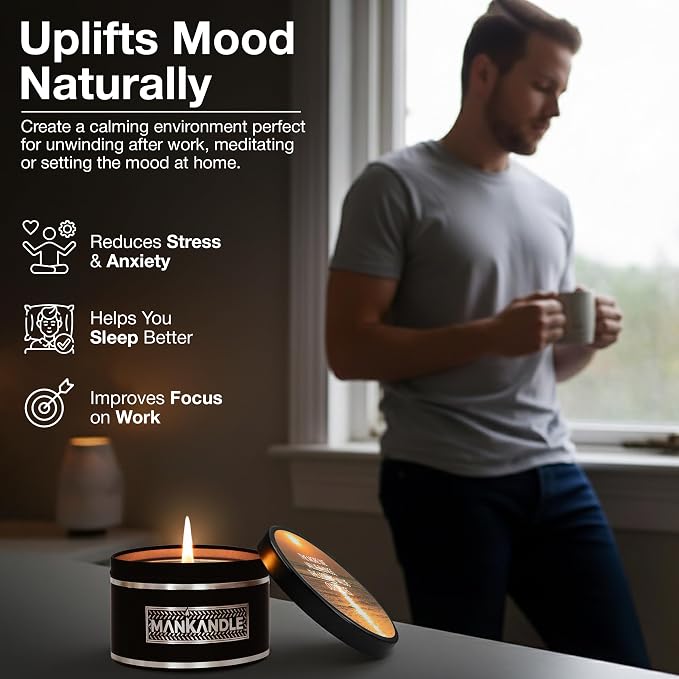 Majestic Zen Premium Scented Candles Gift Set for Men | 6-Pack Soy Wax Candles with Relaxing Masculine Scents | Inspirational Candle Gift for Him | Stress Relief Aromatherapy Candle Set