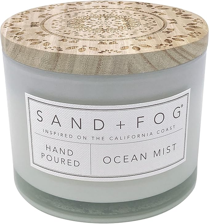 Sand + Fog Scented Candle - Ocean Mist – Additional Scents and Sizes – 100% Cotton Lead-Free Wick - Luxury Air Freshening Jar Candles - Perfect Home Decor – 12oz