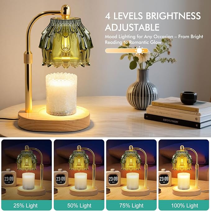 Candle Warmer Lamp with Timer - Electric Wax Melt Warmer with Adjustable Height and Dimmer for Scented Candle Wax, Home Fragrance Décor and House Warming Birthday Gifts for Women Mom