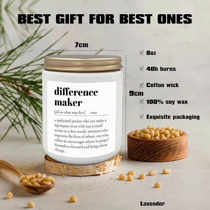 Difference Maker Candle - Boss Day Gifts, Funny & Appreciation Gifts for Mentor, Coach, Boss, Manager - Scented Jar Candles 8oz
