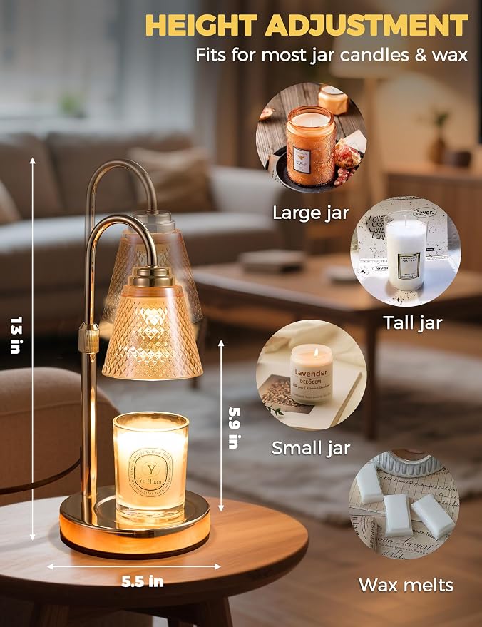 Candle Warmer Lamp with Timer Dimmer, Birthday Gifts for Mom Women Friend Sister, House Warming Gifts, Wax Melt Warmer, Office Apartment Dorm Room Home Decor