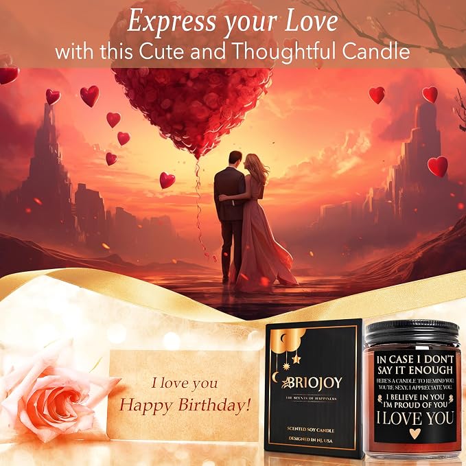 Anniversary Wedding Engagement Scented Soy Candles- Gift for Him Her Girlfriend Boyfriend - Birthday Gifts for Women Men - Mothers Day Love You Gift for Wife - Romantic Valentines for Husband