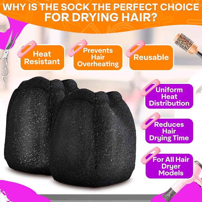 2 Pcs Sock Diffuser for Hair Dryer - Easy to Use 5.12x3.35" Summer Travel Diffuser Attachment for Hair Dryer, Made of Soft, Heat-Resistant Foam - Reusable and Universally Compatible With Most Models