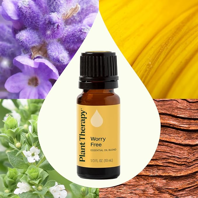 Plant Therapy Worry Free Essential Oil Blend, 10 mL (1/3 oz), Calming Relief Blend, 100% Pure and Undiluted, Natural Aromatherapy for Diffusers and DIYs