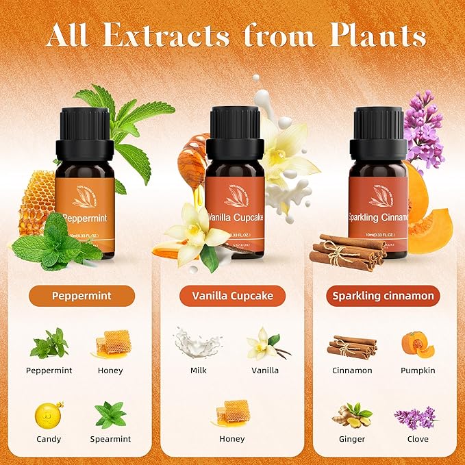 ASAKUKI 500ML Essential Oil Diffuser with Warm Bliss 6 * 10ml Essential Oil Blends Set