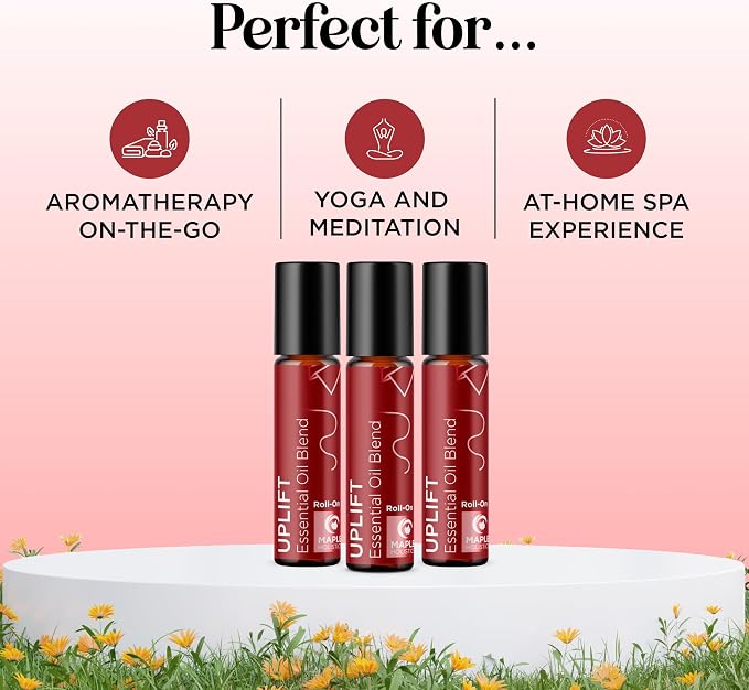 Uplift Essential Oil Roll On - Aromatherapy Essential Oil Roller with Lavender and Citrus Calming Essential Oils - Happy and Relaxing Essential Oil Blend with Orange Lemon & Grapefruit (3 Pack)