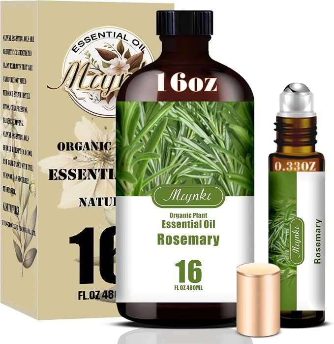 Rosemary Essential Oil, Rosemary Oil for Hair Care, Diffuser, Humidifier, Massage, DIY Soap, Candle, Cleaning, Focus, Gift Ready, Rosemary Fragrance Oil - MLYNKL Essential Oils (16.33 fl oz / 490ml)