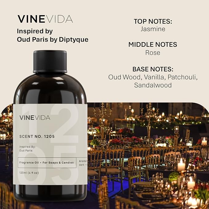 VINEVIDA 4oz Scent No.1205 Fragrance Oil for Candle & Soap Making - Natural USA Candle Scents