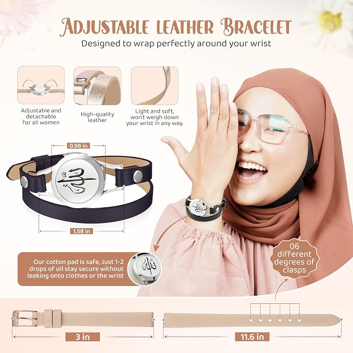 SHAHADA & Allah Bracelet AromatherapyOil Arabic Jewelry for Women–Perfect Ramadan & Islamic Gifts with Allah Pendant