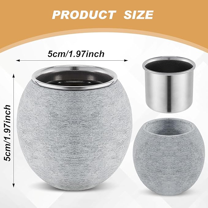 Hushee 1 Pc Sauna Aromatherapy Stone Cup, Sauna Essential Oil Diffuser, Aromatherapy Bowl Accessories with Stainless Steel Diffuser Bowl for Spa Luxury Oil Holder