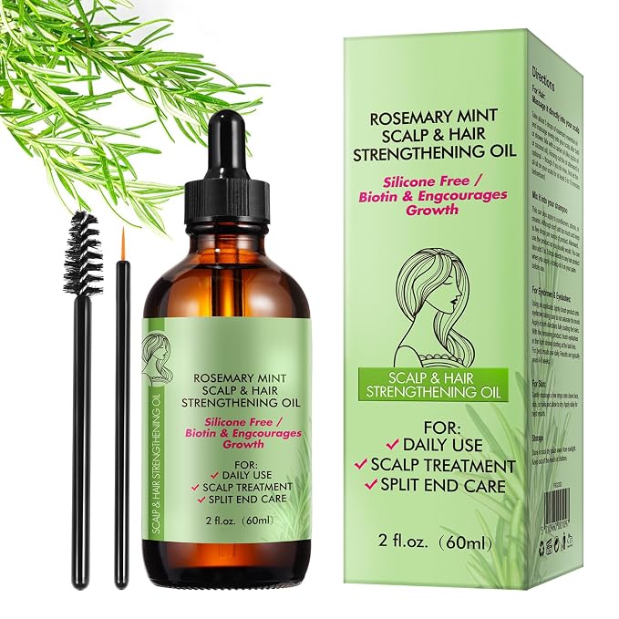 Rosemary Oil for Hair Growth, Rosemary Essential Oil, 100% Pure Natural, Dry Scalp Treatment, Hair Growth Serum for Thicker Longer Fuller Healthier Hair 2.02 fl oz