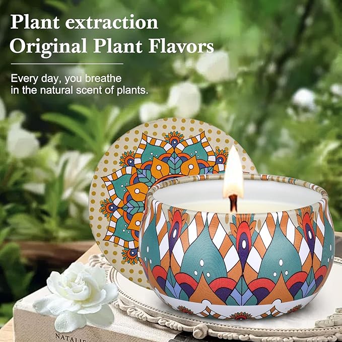 Scented Candles Gift Set, 12 Pack Summer Soy Wax Travel Tin Candles, Refreshing Summer Aromatherapy Scents for Home Spa Relaxation, Gifts for Women