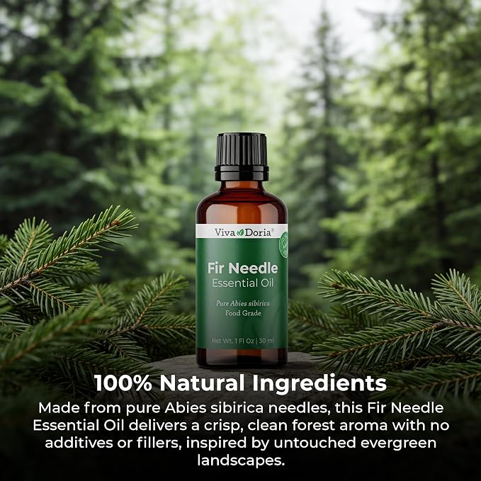 Viva Doria Fir Needle Essential Oil, 100% Pure, Natural Essential Oil, Undiluted, for Aromatherapy | Food Grade, 30 mL (1 Fluid Ounce)