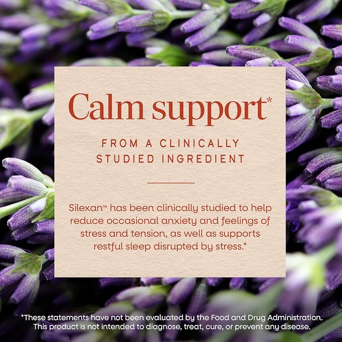 Nature's Way CalmAid Lavender Oil Supplement for Calm & Stress Support*, Clinically Studied Silexan Lavender Oil, Non-Drowsy, Daily Softgels, 30 Count