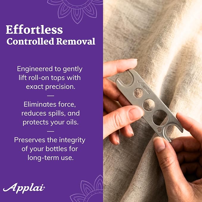 Applairelief - Roll-On Bottle Keys - Essential Oil Roller Ball Remover Tool - Precision Metal Cap Opener for Roller Bottles - Refillable Rollerball Aromatherapy Accessor - Silver