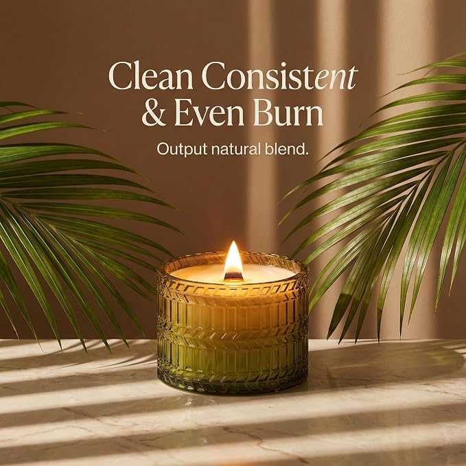Hidden Label Citronella Candles Outdoor, 7.4oz Crackling Wood Wick | 55H Burn Time | Soy Wax Blend | Non-Toxic Formula | Botanical Lantern Glow | Patio Deck Ambiance | Gift Ready