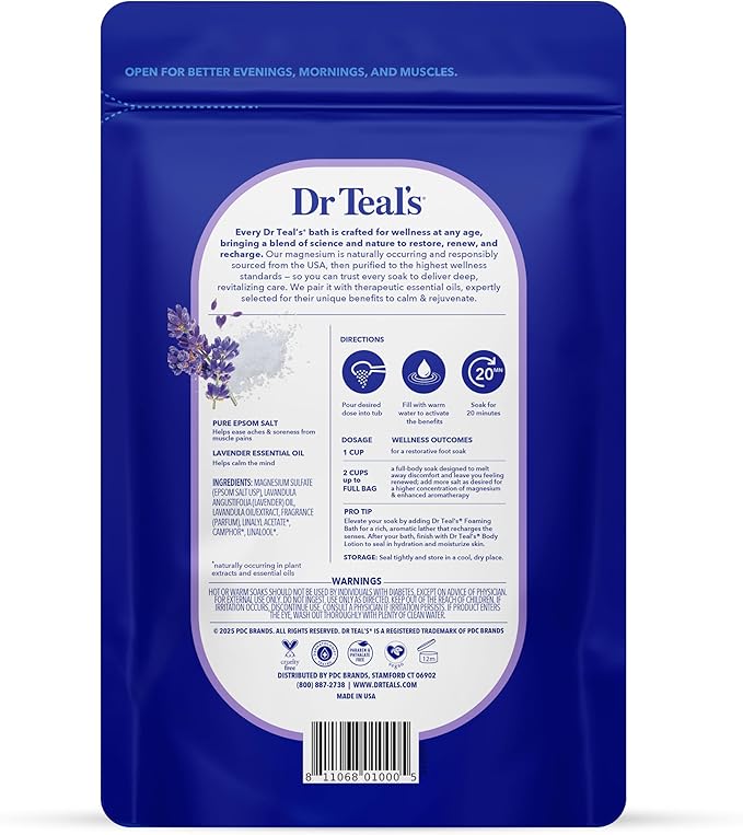 Dr Teal's Epsom Salt Magnesium Soak, Lavender & Eucalyptus Duo Bundle, 3 lbs (Pack of 2)