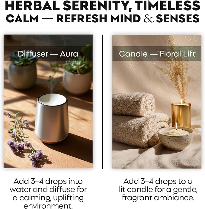 Organic Clary Sage Essential Oil | 100% Pure & Natural Salvia sclarea Flowering Herb Oil with Soft Herbal Aroma | for Diffuser, Candle Making & DIY Aromatherapy Blends, 0.34 fl oz