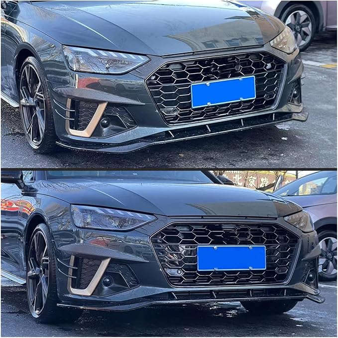 For Audi A4 S4 B9 TDI Sedan/Avant 2020 2021 2022 2023 2024 Front Bumper Lip Splitter Spoiler Diffuser Body Kit Cover(Glossy Black)