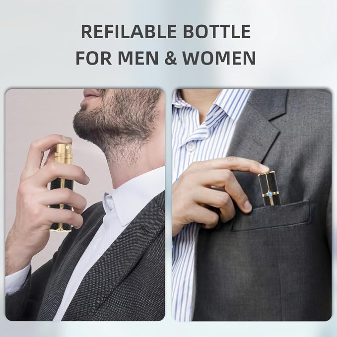 CF00BKG 5ml Leather Perfume Bottle Bottom Refillable Dispenser, Leak-Proof & Portable for Men & Women, Ideal for Travel, Gifting & Daily Use (BKG)