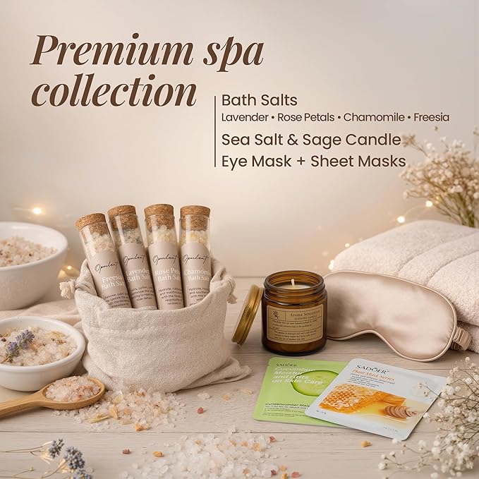 Opulent Luxury Self Care Gift Package for Women, 40oz Tumbler, Cozy Blanket | Gift-Ready Spa Set for Get Well, Thinking of You & Corporate Gifts for Employees & Clients - Candle, Bath Salts & Sleep Mask