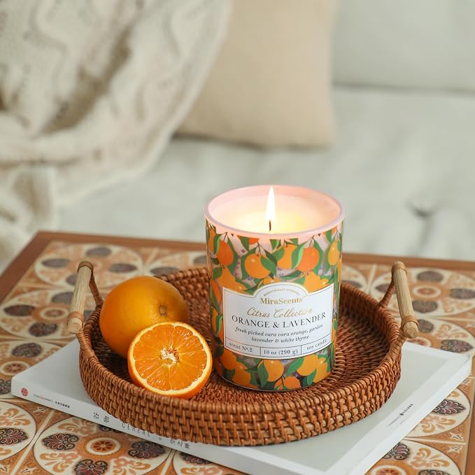 Citrus Candle - Orange & Lavender Scented Candles - Summer Candles for Home & Kitchen,Soy Wax Scented Candle,10oz