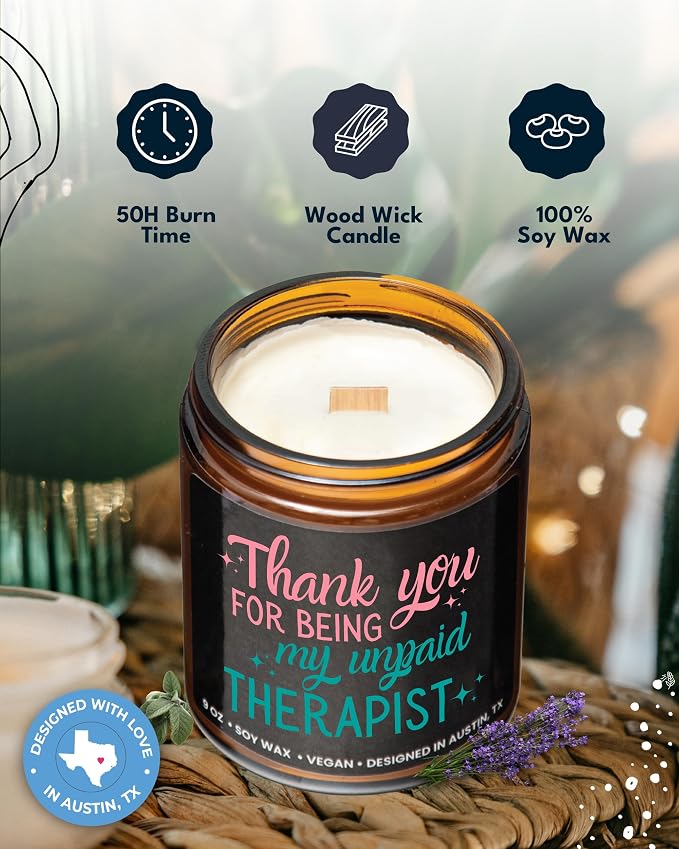 Funny Candle for Best Friend, Thank You for Being My Unpaid Therapist Candle, Unique Best Friend Candles for Women, Funny Friendship Gifts, Gifts for Bestfriends, Birthday, Christmas, Gift-Ready