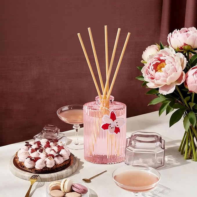 COCORRÍNA Reed Diffuser, Peony Blossom Scent Oil Diffuser, 6.09 fl oz, 8 Reeds, Long-Lasting Home Fragrance, Bathroom Bedroom Shelf Decor & Gifts