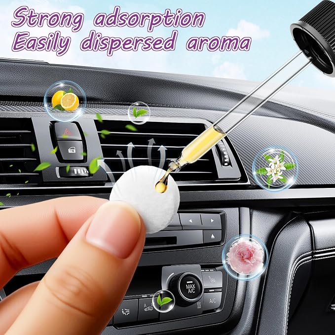 100 PCS Car Air Freshener Refill Felt Pads - 17 mm Unscented Essential Oil Perfume Refill Pads, Air Freshener Replacement Pad, Universal Essential Oil Diffuser Pad for Vent Clips, Home, Car Use