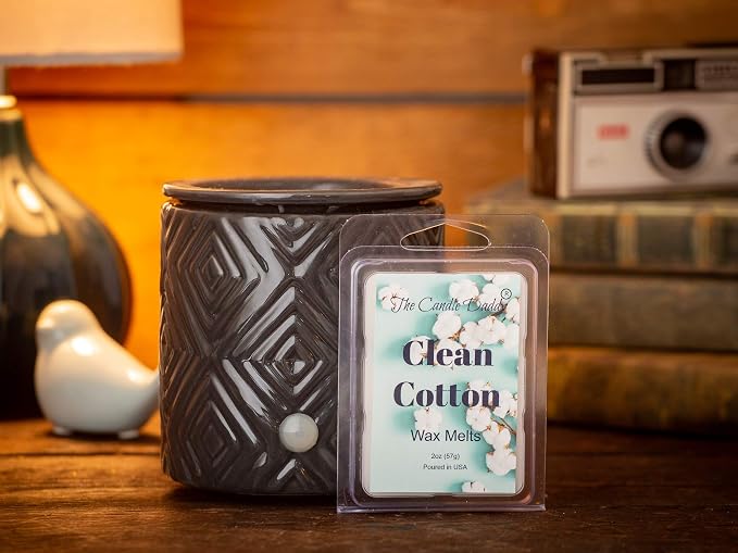 Clean Cotton- Fresh, Calming Cotton Scented Melt- Maximum Scent Wax Cubes/Melts- 1 Pack -2 Ounces- 6 Cubes Gift for Women, Men, BFF, Friend, Wife, Mom, Birthday, Sister, Daughter, Long Lasting