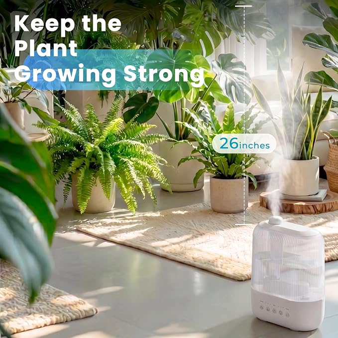 COWSAR Humidifier for Bedroom, 3L Top Fill Cool Mist Humidifier for Large Room, Easy to Fill & Clean, Quiet 22dB, Baby Humidifier, Nightlight, Timer/Sleep Mode, 360° Nozzle, Aromatherapy Tray, White
