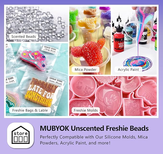 MUBYOK 7lb Premium Unscented Aroma Beads for DIY Car Freshies Eva Beads Bulk Supplies