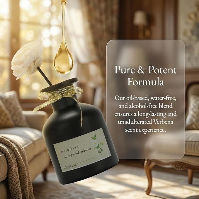 Reed Diffuser, Verbena Citrus, 4.4 fl oz, Invigorating Luxury Scent for Home & Office