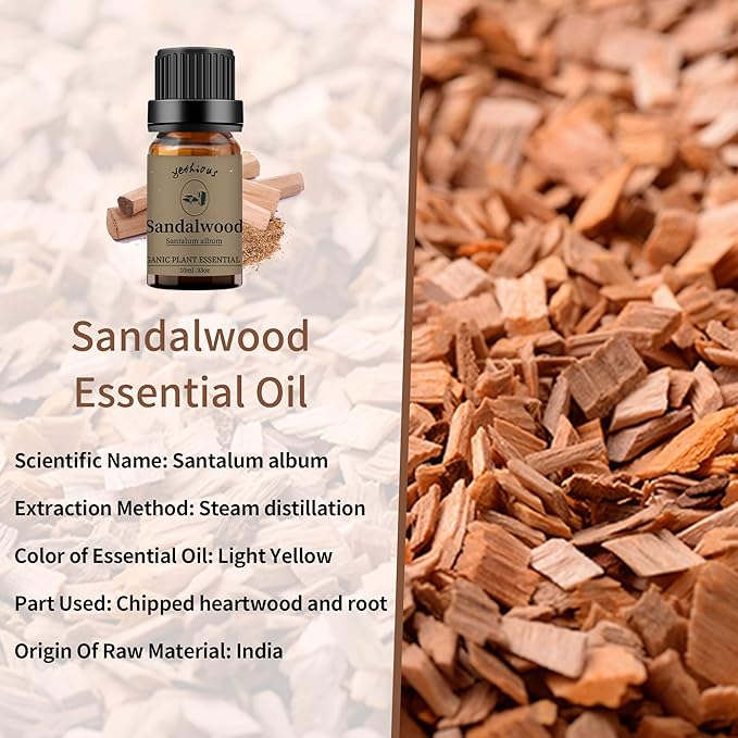 yethious 3 Pack Rose Sandalwood Vetiver Essential Oil Set Organic Pure Aromatherapy Oil for Diffuser Rose Oil Essential Oil