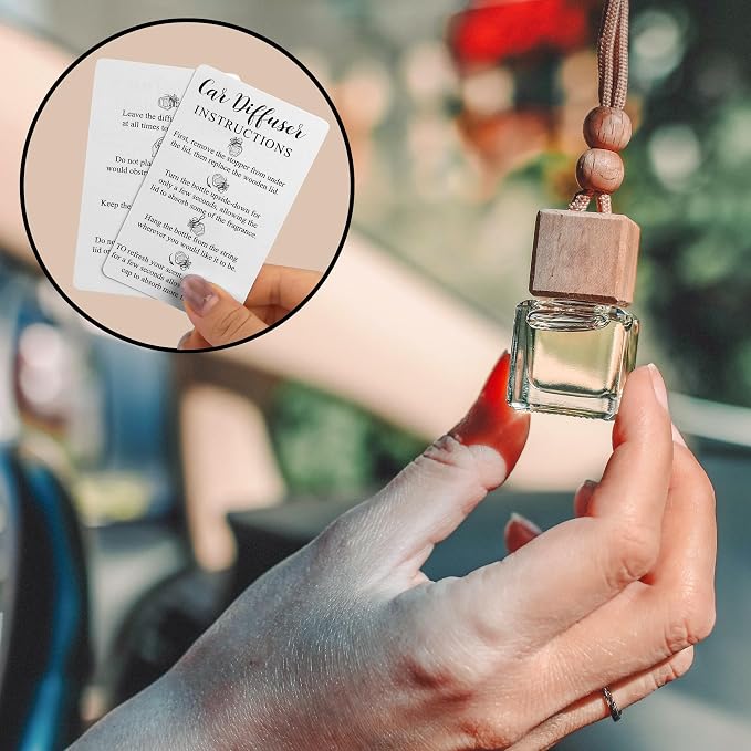 240Pcs Car diffuser instruction cards Care car hanging diffuser card Car diffuser accessories for Car Oil Diffuser Bottles Package Bag Supplies 3.54 x 2.12inch White